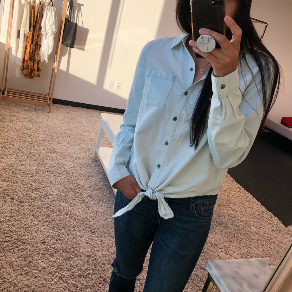 CYBER SALE! LAUREN Chambray Front Tie Button Down